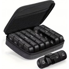Organisateur de pilules pour voyage 7 jours et 4 prises par jour boîte portable avec sac élégant - Noir