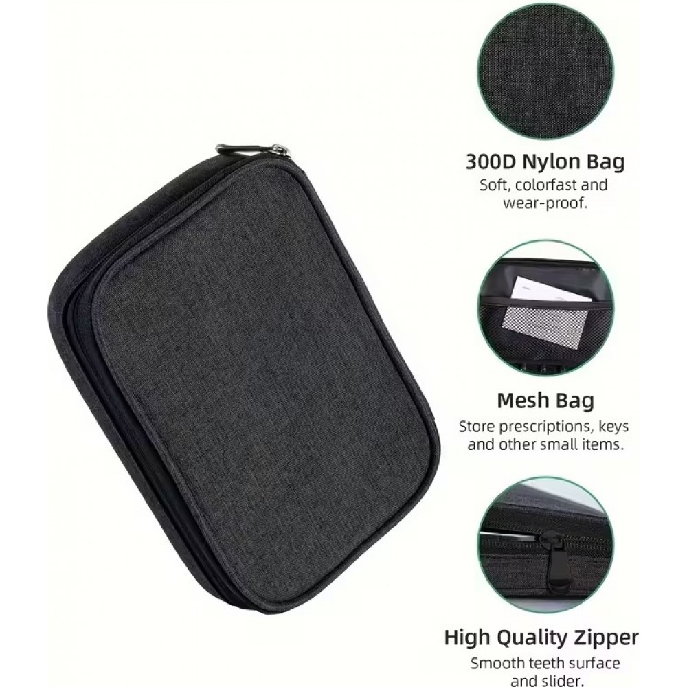 Organisateur de pilules pour voyage 7 jours et 4 prises par jour boîte portable avec sac élégant - Noir