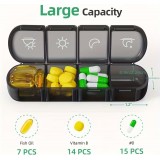 Organisateur de pilules pour voyage 7 jours et 4 prises par jour boîte portable avec sac élégant - Noir