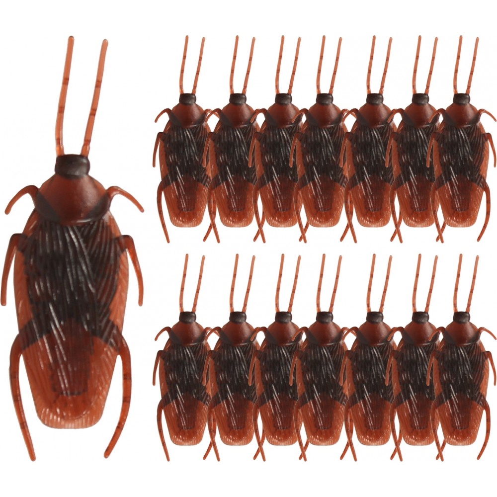 Pack 15 pièces faux cafard brun réaliste - Insecte effrayant pour Halloween - Brun