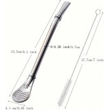 Paille en acier inoxydable pour yerba mate (3 pi&egrave;ces) r&eacute;utilisables avec brosse de nettoyage et sac
