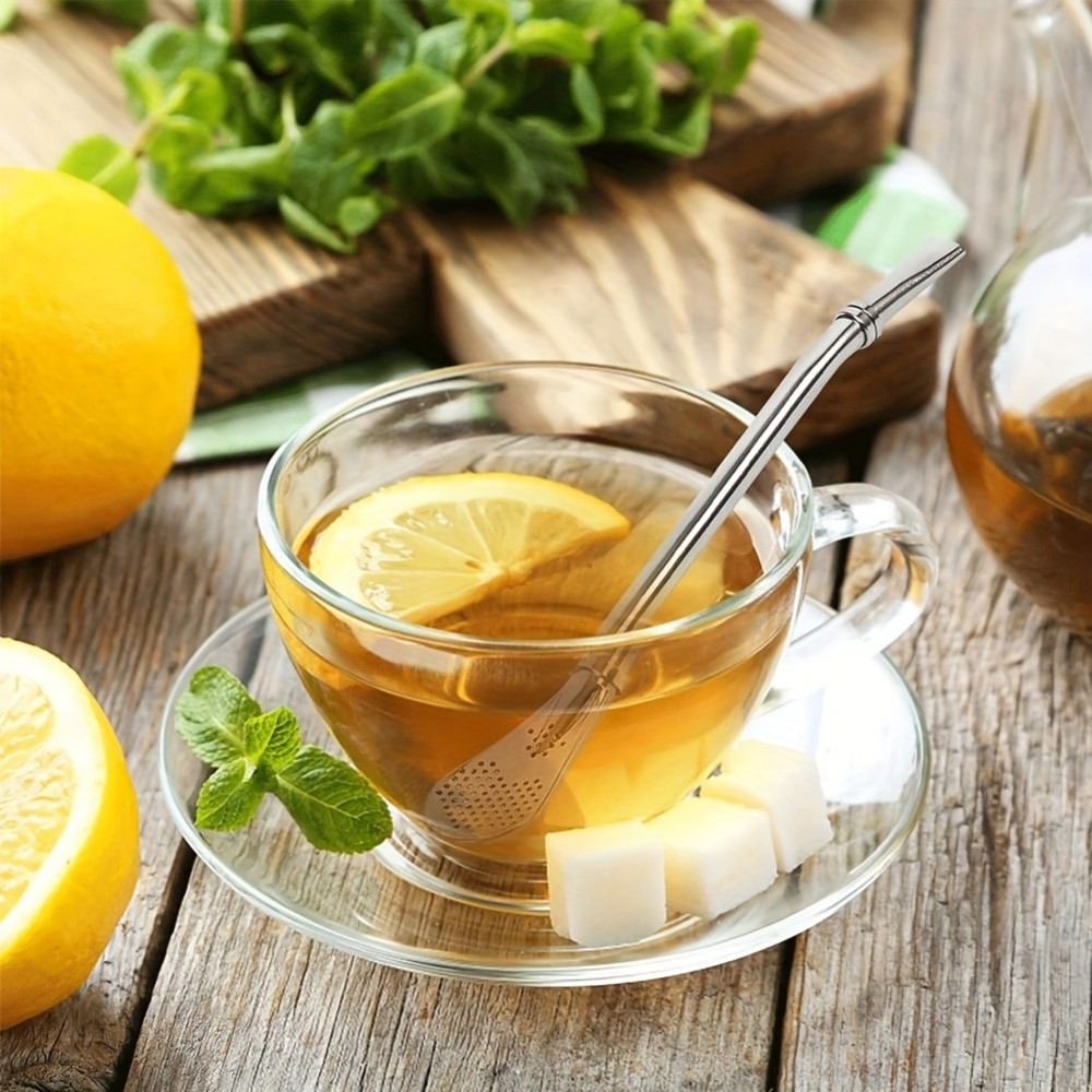 Paille en acier inoxydable pour yerba mate (3 pi&egrave;ces) r&eacute;utilisables avec brosse de nettoyage et sac