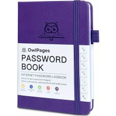 Password Book - Carnet de mots de passe avec onglets alphabétiques pour seniors organiseur de connexion internet format poche - Violet