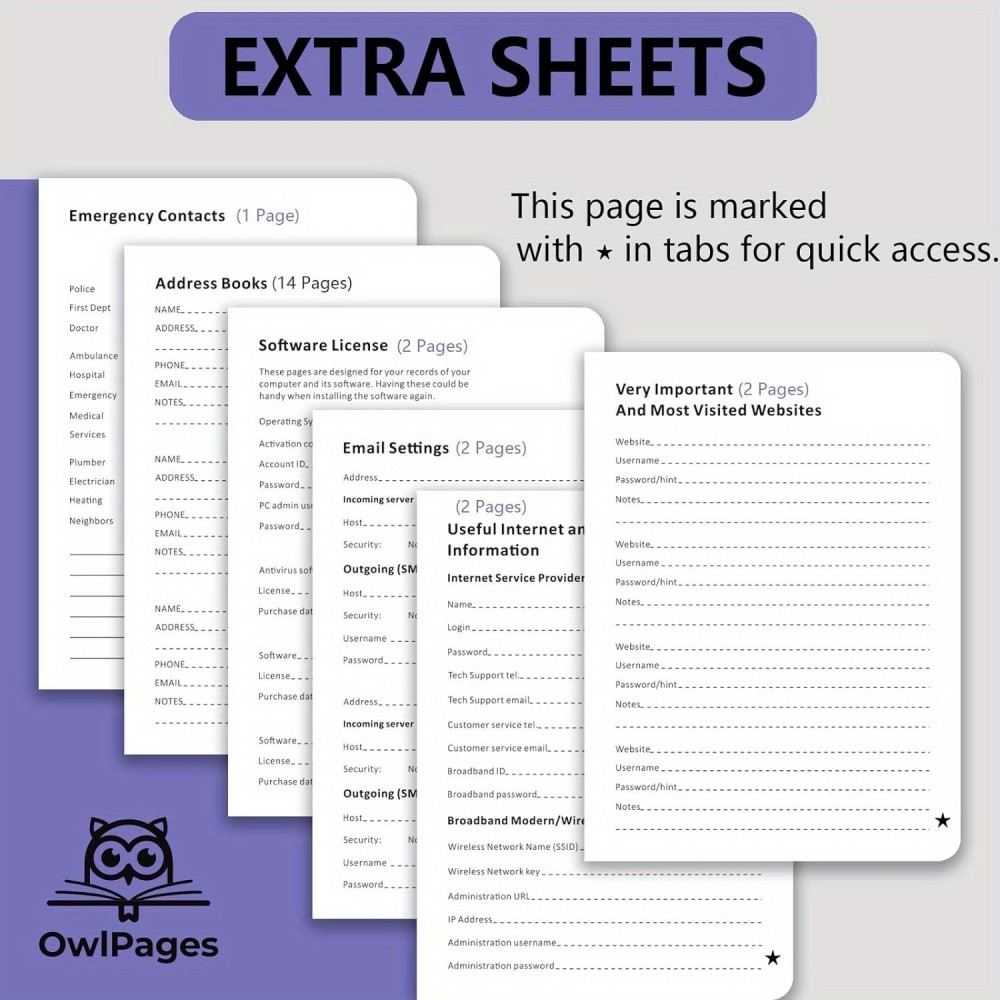 Password Book - Carnet de mots de passe avec onglets alphabétiques pour seniors organiseur de connexion internet format poche - Violet