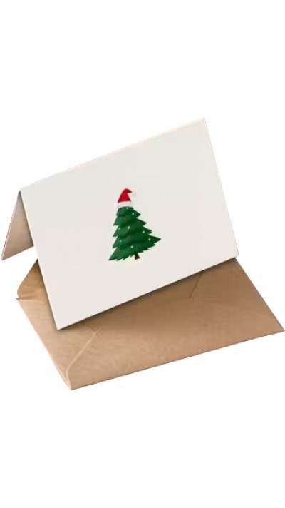 Petite carte de vœux de Noël avec chapeau de Père Noël et avec enveloppe festive et originale - Vert