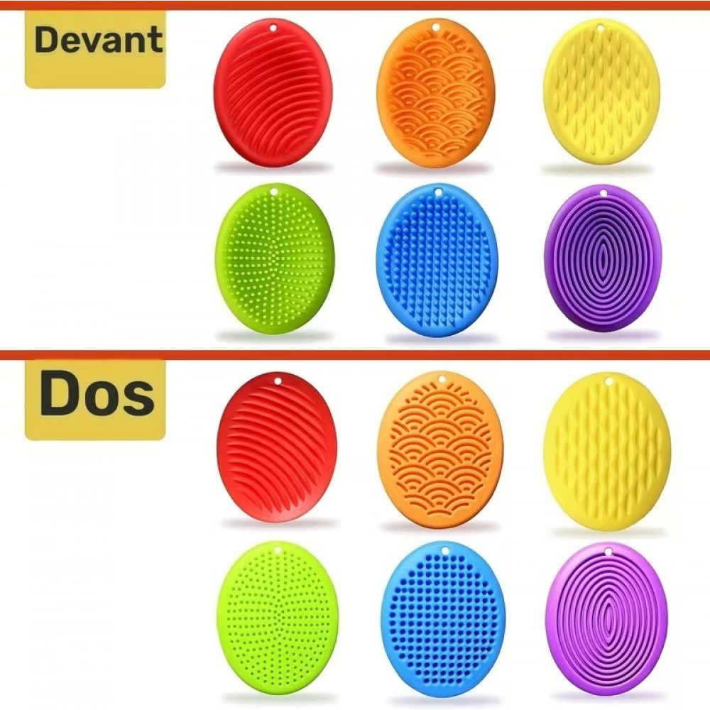 Pierres sensorielles anti-stress textur&eacute;es multicolores en silicone durables gadgets de concentration pour adultes (Lot de 6) - Multicolore