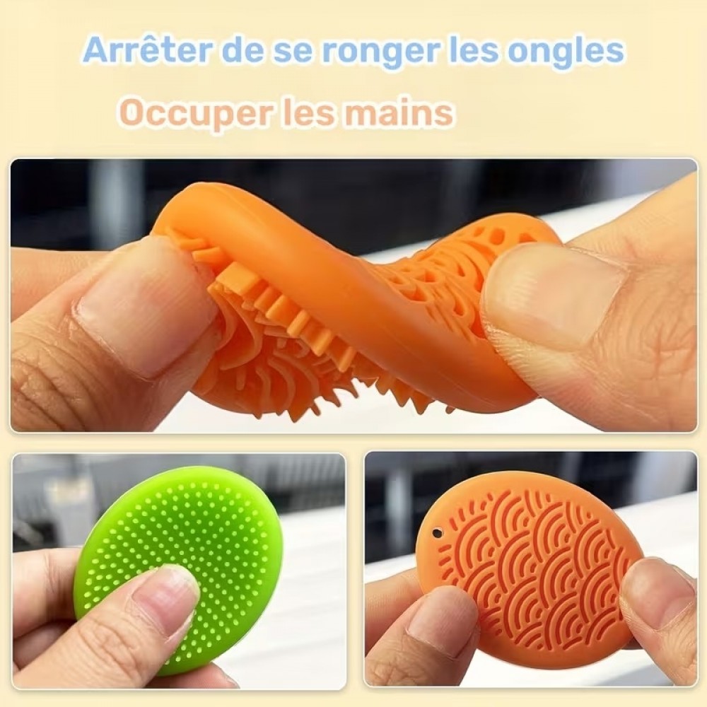 Pierres sensorielles anti-stress textur&eacute;es multicolores en silicone durables gadgets de concentration pour adultes (Lot de 6) - Multicolore
