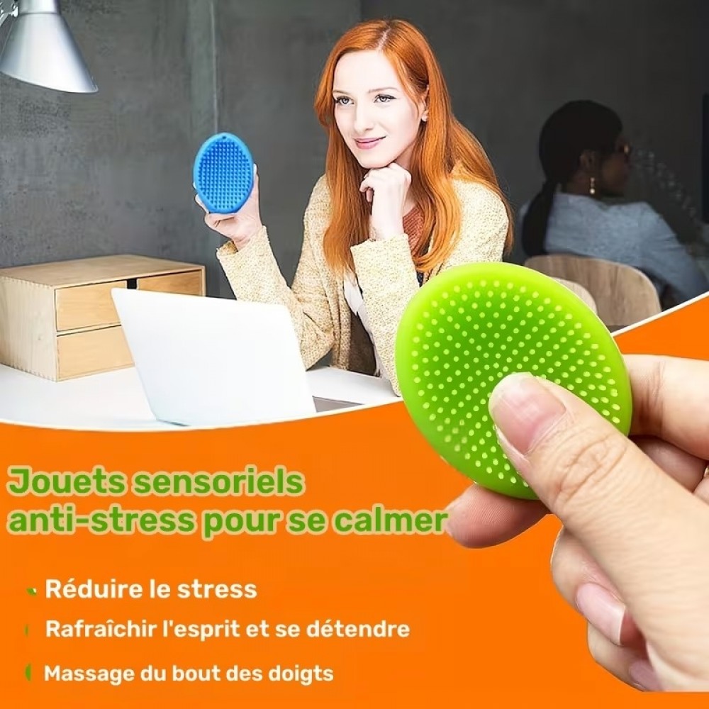 Pierres sensorielles anti-stress textur&eacute;es multicolores en silicone durables gadgets de concentration pour adultes (Lot de 6) - Multicolore