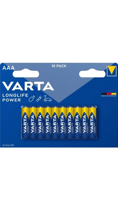 Piles Varta AAA Longlife Power haute performance (pack de 10 pièces) - 