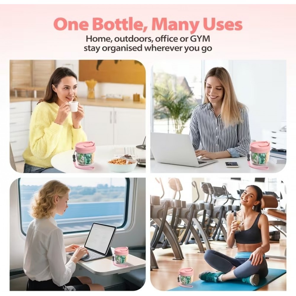 XL Tablettenbox 7 Tage Vitamin Organizer mit grossen F&auml;chern & leichter Entnahme - Schwarz