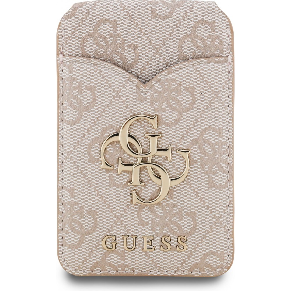 Porte-cartes Guess 4G en m&eacute;tal support MagSafe fonction stand avec miroir - Rose