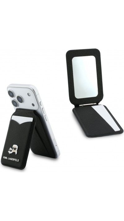 Porte-cartes  Karl Lagerfeld support avec miroir MagSafe &eacute;l&eacute;gant et pratique - Noir