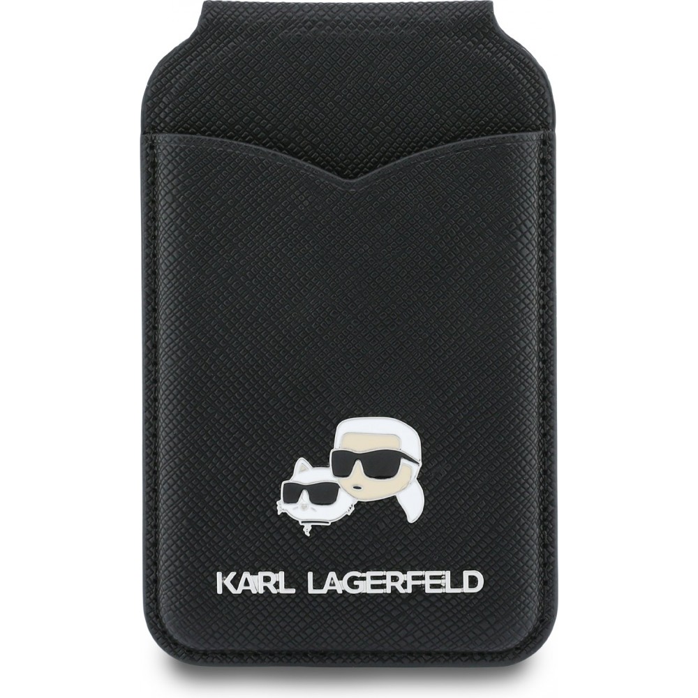 Karl Lagerfeld eleganter und praktischer MagSafe Spiegel Kartenhalter - Schwarz