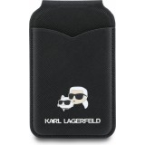 Karl Lagerfeld eleganter und praktischer MagSafe Spiegel Kartenhalter - Schwarz
