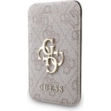 Porte-cartes magnétique compatible MagSafe avec support intégré logo Guess en métal - Rose