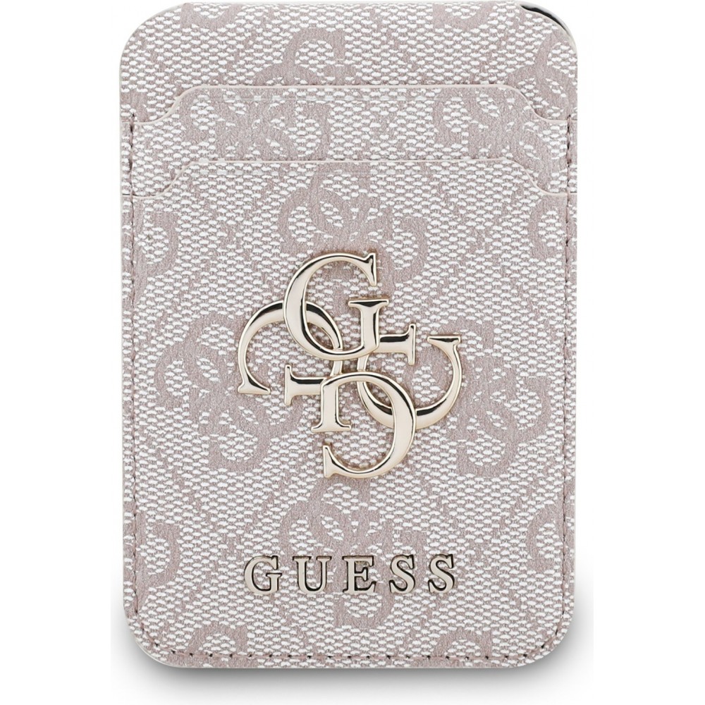 Porte-cartes magnétique compatible MagSafe avec support intégré logo Guess en métal - Rose