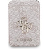 Porte-cartes magnétique compatible MagSafe avec support intégré logo Guess en métal - Rose