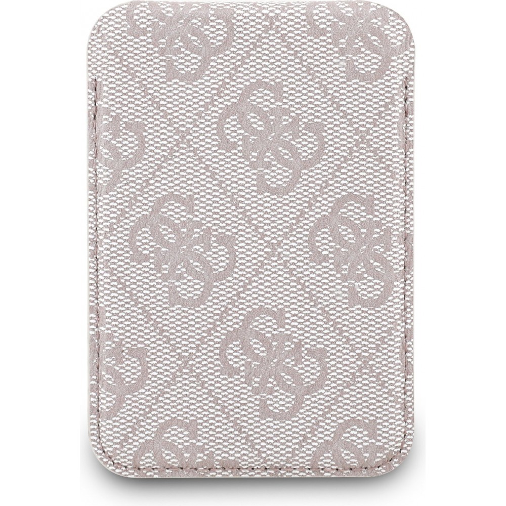 Porte-cartes magnétique compatible MagSafe avec support intégré logo Guess en métal - Rose