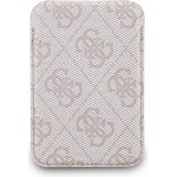 Porte-cartes magnétique compatible MagSafe avec support intégré logo Guess en métal - Rose