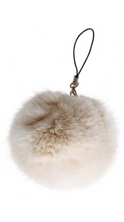 Porte-clés / bijoux universel - Mini "Fluffy" boule en peluche - Beige