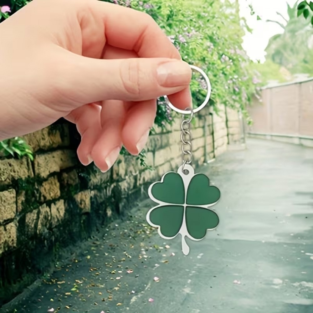 Porte-clés trèfle à quatre feuilles porte-bonheur charm Saint-Patrick - Vert