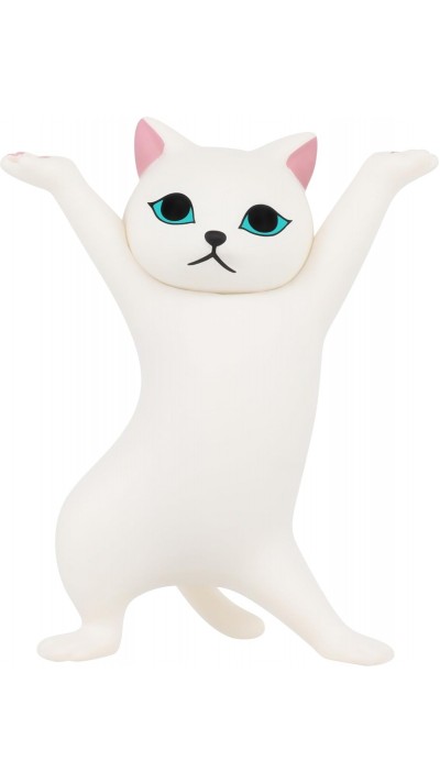 Porte-stylos en forme de chat organisateur de bureau original cadeau mignon pour fournitures scolaires et bureau - Blanc