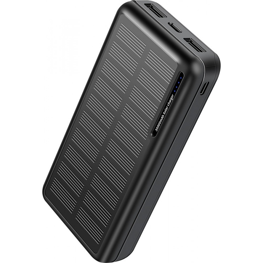 Power Bank Outdoor solaire 30000mAh double USB LED haute capacité - Noir