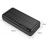 Power Bank Outdoor solaire 30000mAh double USB LED haute capacité - Noir