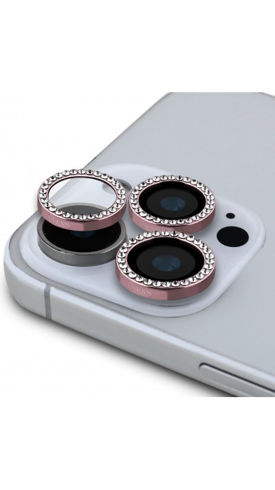 Protecteurs de caméra Guess avec strass - résistants, antireflets, anti-rayures et anti-traces de doigts - Rose