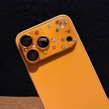 Protection caméra 3D luxe avec strass avec coque d'écran arrière en verre trempé métallique - Argent - iPhone 17 Pro