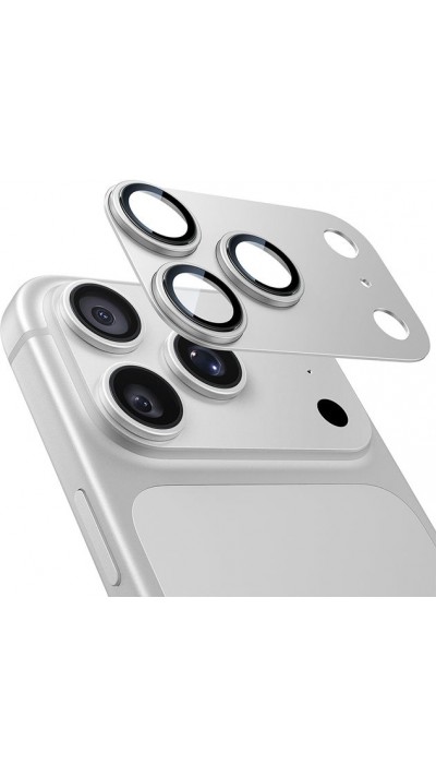 Protection caméra antichoc en verre trempé couverture intégrale ultra résistante - Argent - iPhone 17 Pro Max