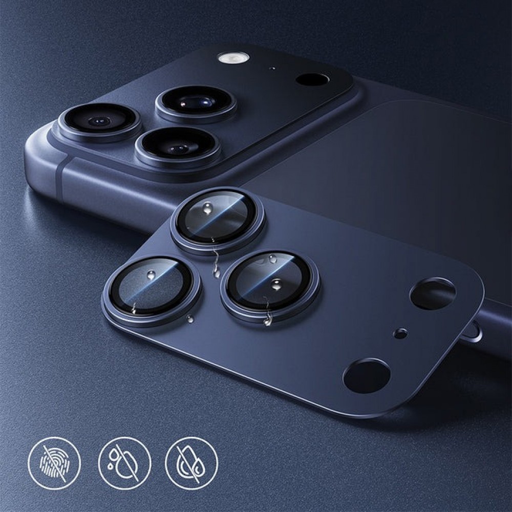 Protection caméra antichoc en verre trempé couverture intégrale ultra résistante - Bleu - iPhone 17 Pro Max