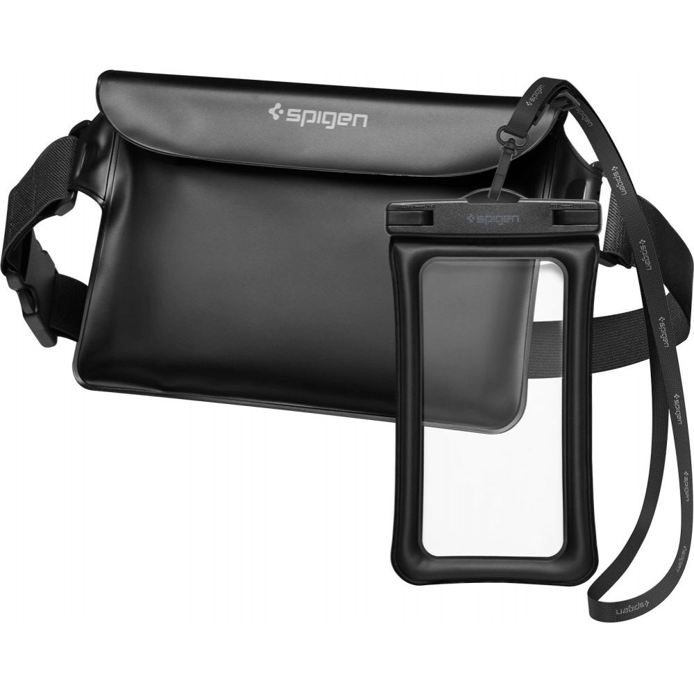 Sac pochette banane &eacute;tanche waterproof Spigen Aqua Shield A621 avec &eacute;tui flottant - Noir