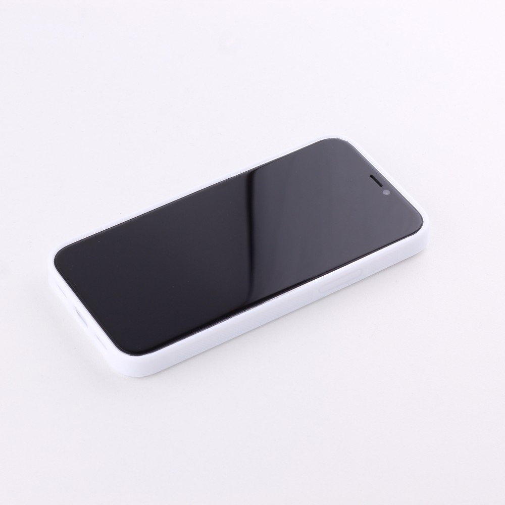 Coque iPhone 12 mini - Silicone rigide blanc Automne Magique Orange