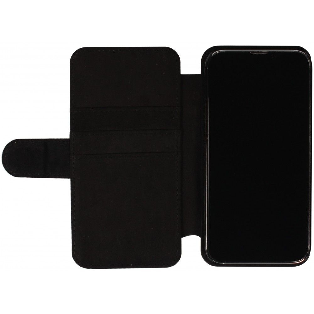 Coque iPhone 14 Pro Max - Wallet noir Summer 2025 Pattern papaya