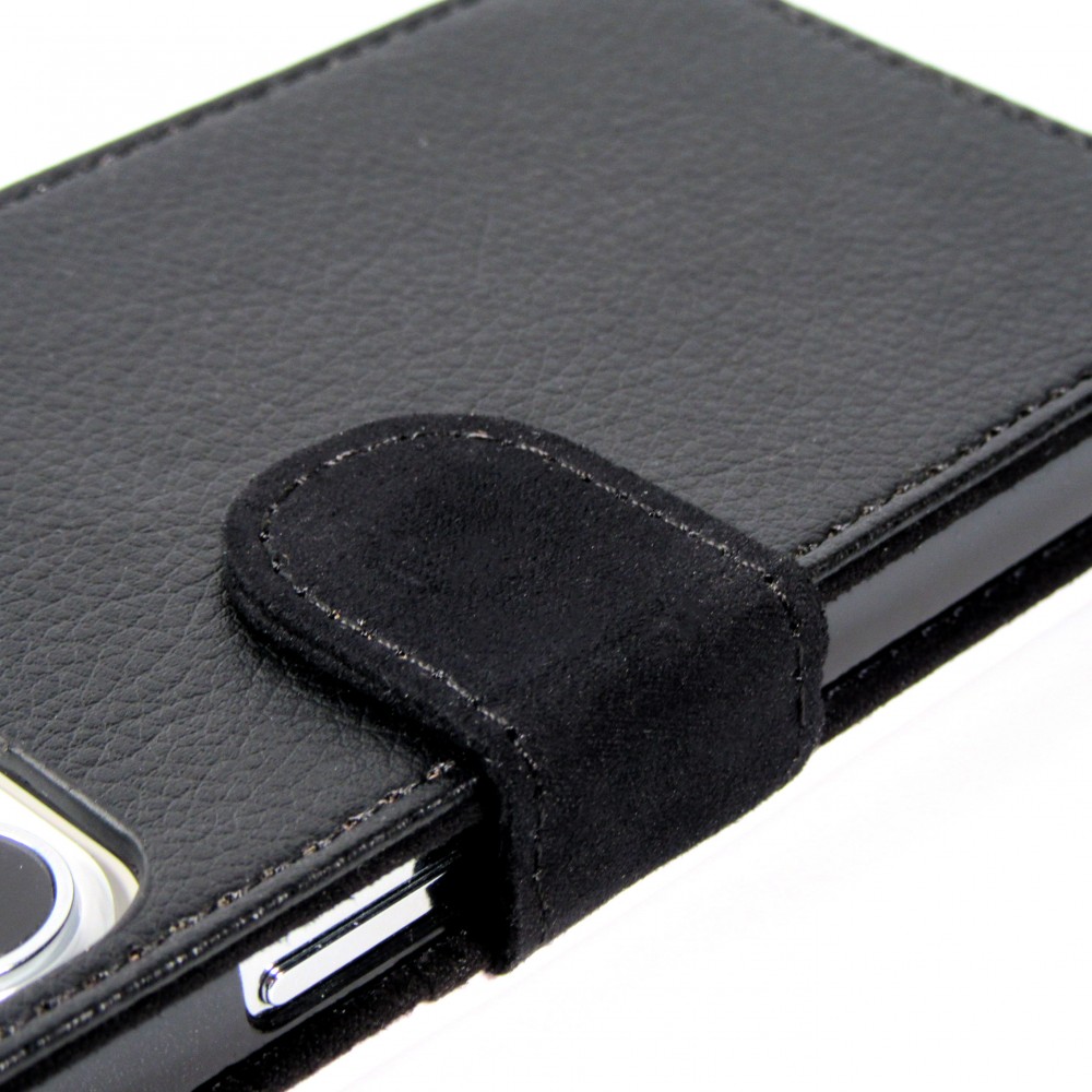 Coque iPhone 14 Pro Max - Wallet noir Summer 2025 Pattern papaya