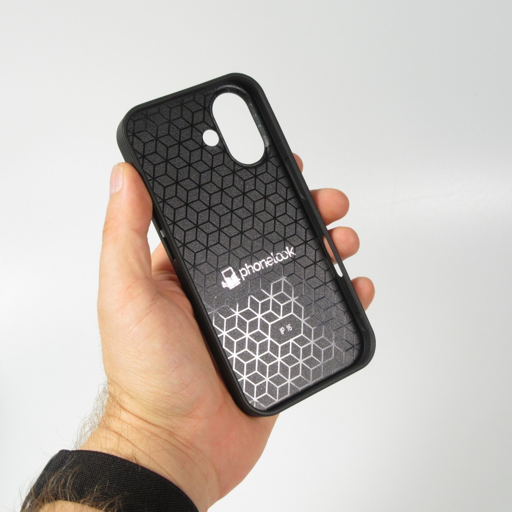 Coque personnalisée avec bords en silicone noir - iPhone 16 Plus