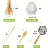 Set à matcha de 5 accessoires en bambou pour préparation thé vert japonais (fouet chasen / support / tamis / cuillères)
