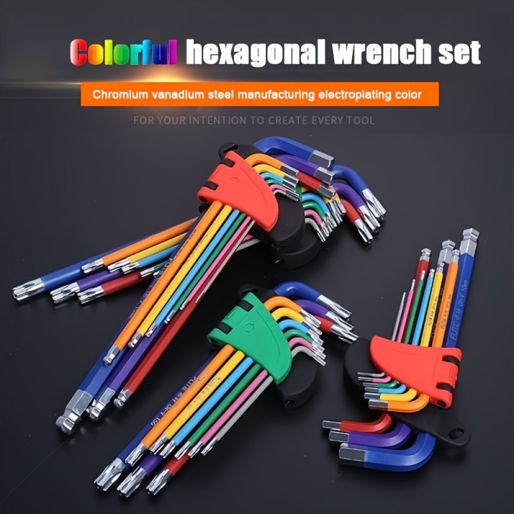 9-teiliges Inbusschl&uuml;ssel Set Chrom-Vanadium Stahl Mehrgr&ouml;&szlig;en f&uuml;r Heimwerker Auto Reparaturen
