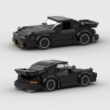 Set de construction voiture Porche 911 Turbo DIY blocs de construction miniatures puzzle cr&eacute;atif mod&egrave;le de voiture en petites briques (359 pi&egrave;ces) - Noir