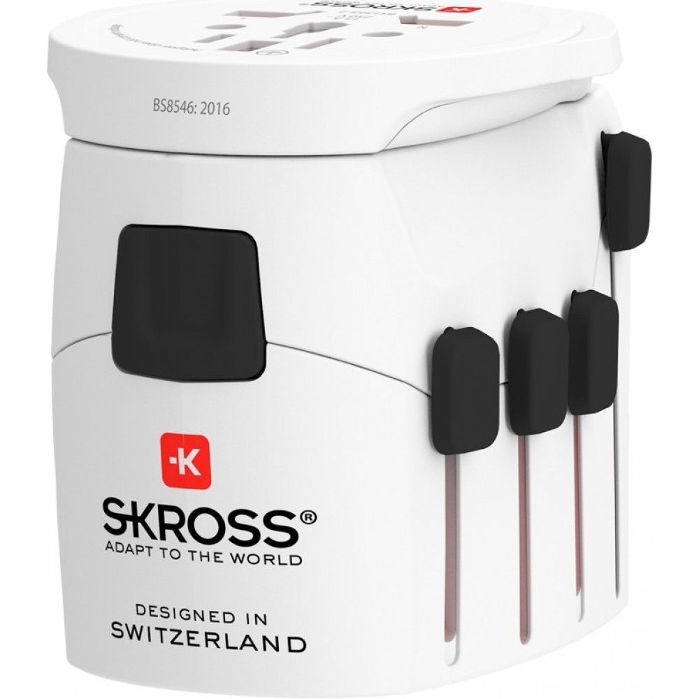 Skross World Adapter PRO Universal Reiseadapter weltweit für 2- und 3-polige Stecker - Weiss