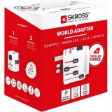 Skross World Adapter PRO Universal Reiseadapter weltweit für 2- und 3-polige Stecker - Weiss