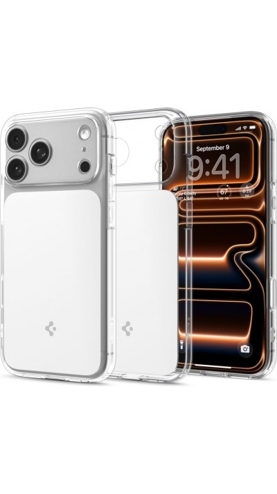 Coque iPhone 17 Pro Max - Spigen Ultra Hybrid T MagFit compatible avec MagSafe transparente et r&eacute;sistante - Transparent