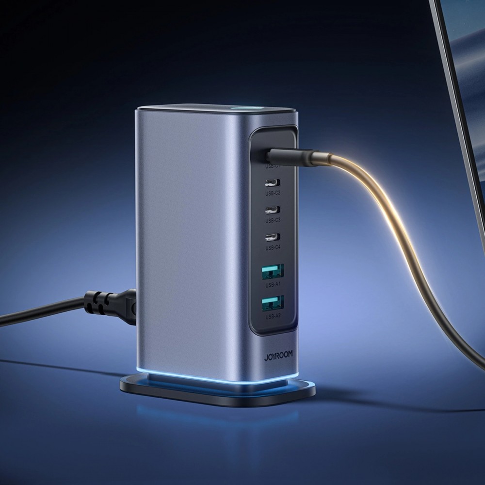 Station de charge GaN 65W Joyroom JR-TCM02 multi-ports 4x USB-C / 2x USB-A - Gris