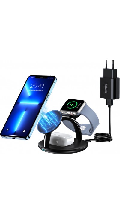 3-in-1 Wireless Lade Station für iPhone, Apple Watch und AirPods - Schwarz