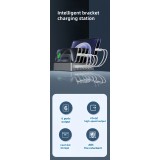 Station de charge multi-téléphones universelle 72W - Chargeur rapide multi-ports 2 type-c, 4x USB, DC et AC pour smartphones, tablettes avec support - Argent