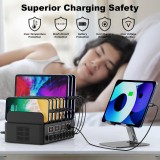 Station de charge USB 150W/35A avec 16 ports - Chargeur rapide multi-appareils iPad, tablettes et smartphones avec détection intelligente et protection multiple - Noir