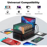 Station de charge USB 150W/35A avec 16 ports - Chargeur rapide multi-appareils iPad, tablettes et smartphones avec détection intelligente et protection multiple - Noir