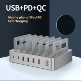 Station de charge USB multi-port 72W avec charge rapide PD & QC3.0 USB-C & USB-A et fonction support de bureau universel - Argent