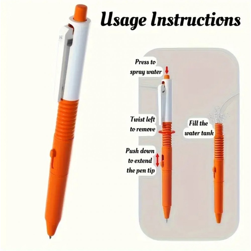 Stylo farceur vaporisateur drôle pour bureau ou école cadeau amusant en ABS résistant - Orange